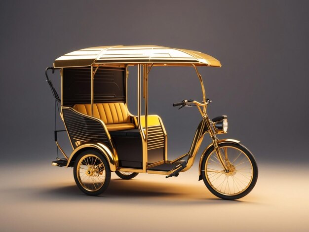 Rickshaw automático renderizado em 3D em fundo de gradiente IA geradora