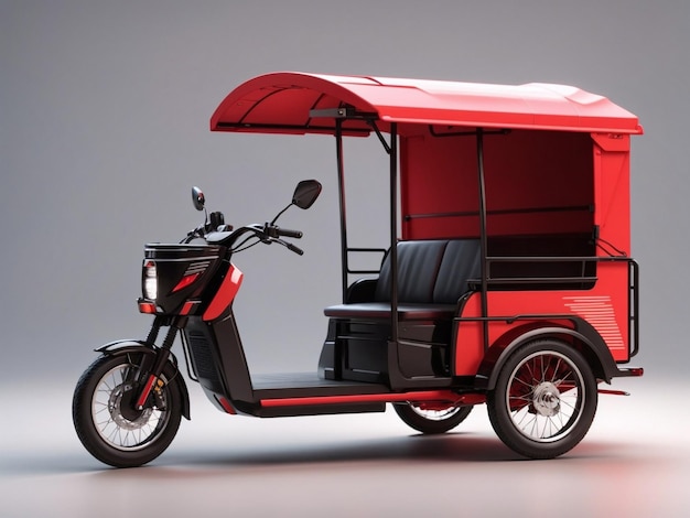 Rickshaw automático renderizado em 3D em fundo de gradiente IA geradora