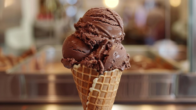 Un rico helado de chocolate para la indulgencia