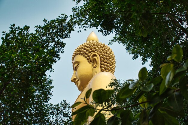 Riesige goldene Buddha-Statue von dhammakaya thep mongkol Buddha im Wat paknam bhasicharoen Tempel