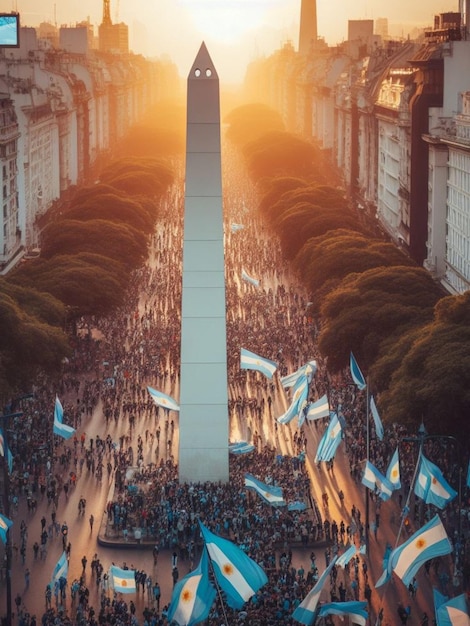 Riesige Massenaktivisten, die sich im Zentrum von Buenos Aires für soziale Themen oder zum Feiern manifestieren