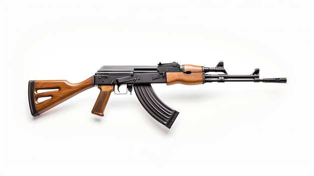 Rifle de asalto AK47 aislado en un fondo blanco Ilustración 3D