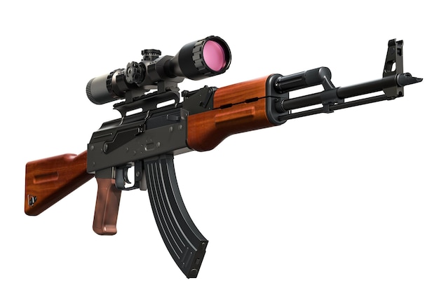 Rifle de asalto con visión telescópica en 3D