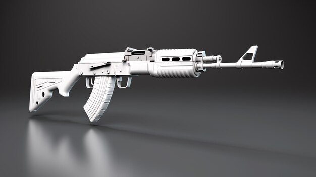 Un rifle blanco con un fondo negro.