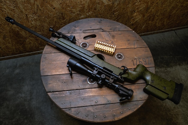 Rifle de atirador americano legal e foto de close-up de munição Foto de alta qualidade