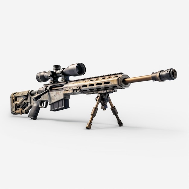 Rifle de precisão com fundo branco ult de alta qualidade