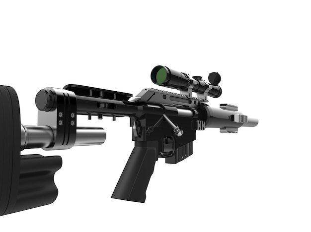 El rifle de francotirador negro moderno en la vista trasera