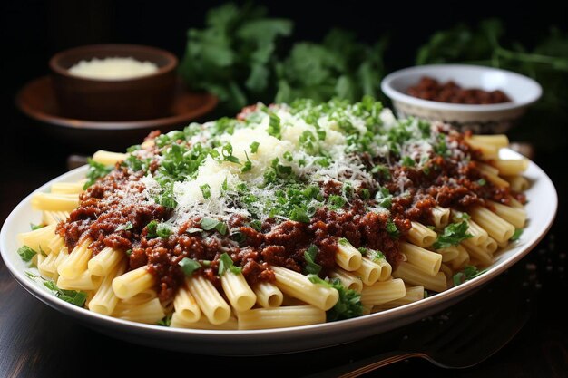 Rigatoni con salsa de carne salada