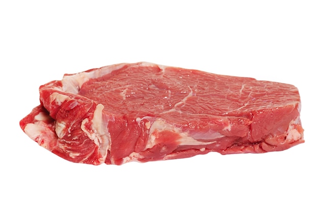 Rindersteak auf weißem Hintergrund Rohes Fleisch zum Kochen