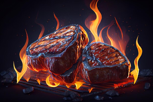 Rindersteaks auf dem Grill Generative Ai