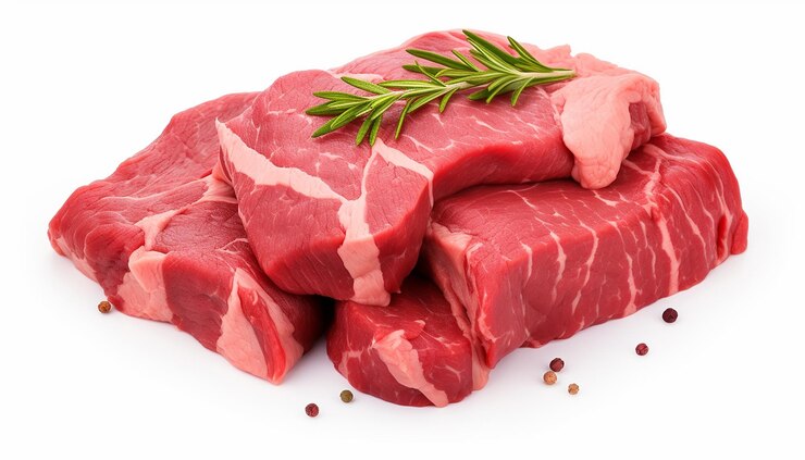 Foto rindfleisch auf weißem hintergrund