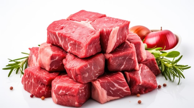 Rindfleisch auf weißem Hintergrund