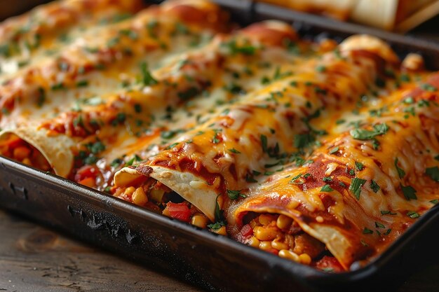 Rindfleisch-Enchiladas mit Tomatensauce und Käse