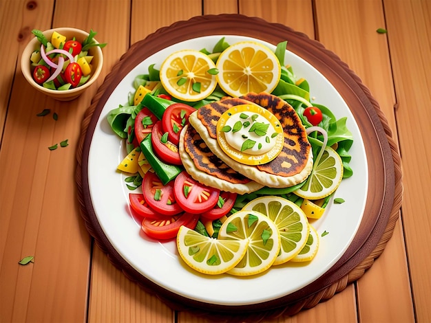 Foto rindfleisch gebratenes thailändisches essen auf einem weißen teller mit frühlingszwiebeln, kaffir-lime-blättern, chilis