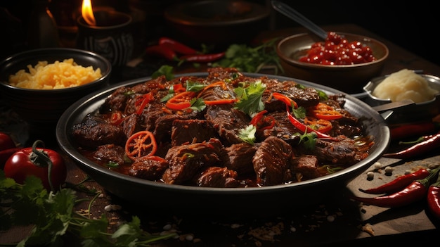 Rindfleisch Rendang Lebensmittel professionelle Fotografie Generative Ai