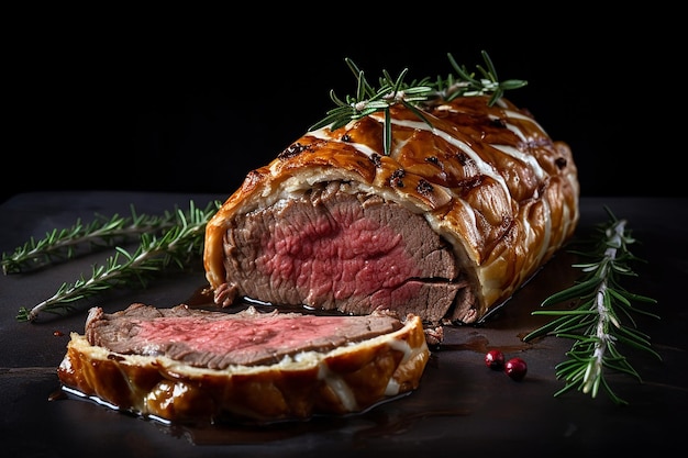 Foto rindfleisch wellington auf einem isolierten weißen hintergrund