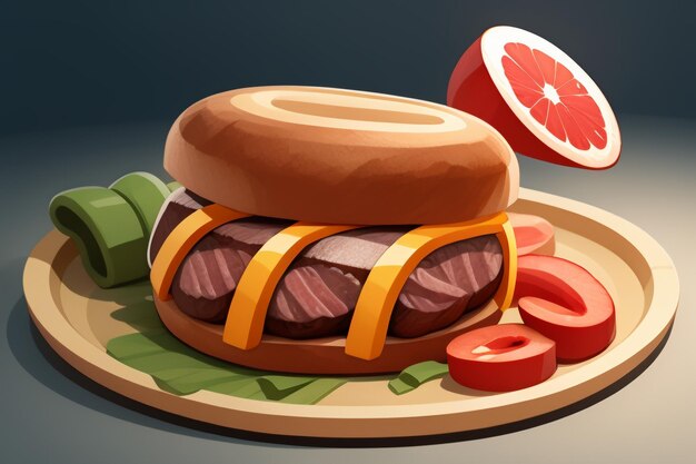 Rindfleisch western food UI-Symbol Spiel Requisiten Design Gourmet Steak Style 3D c4d Cartoon Rendering Element