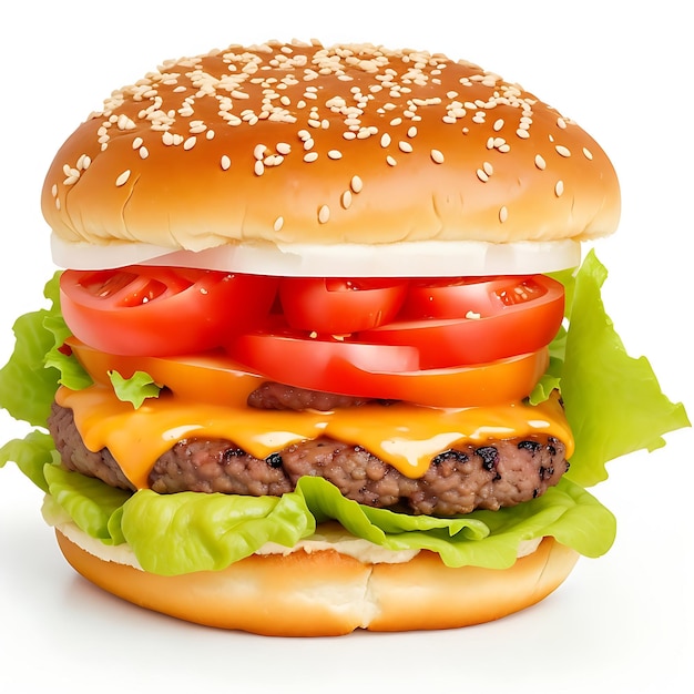 Rindfleischburger im Hintergrund mit Tomaten-AI