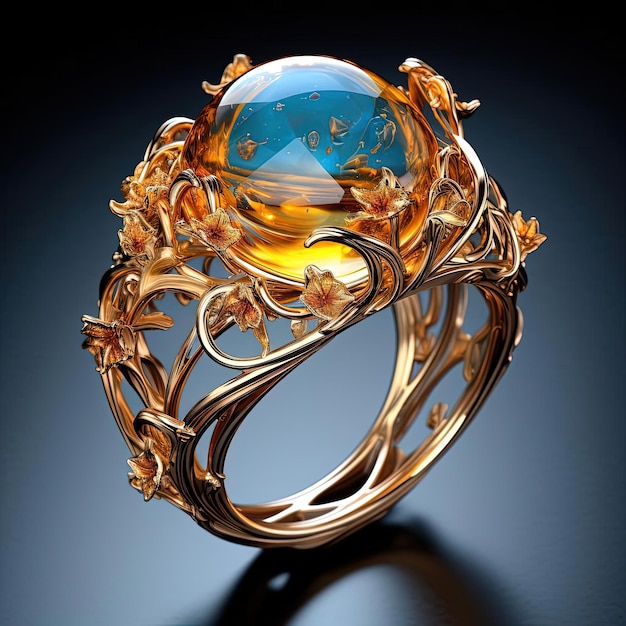 Ring aus einem Kunstwerk von Esama Kaliota im Stil von detaillierten Traumlandschaften