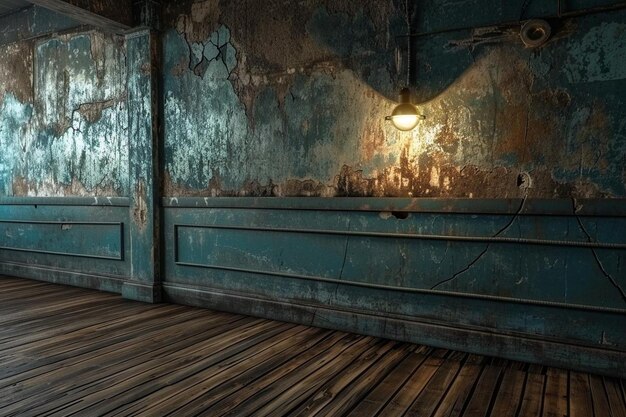 Un ring de boxeo con una luz en la pared