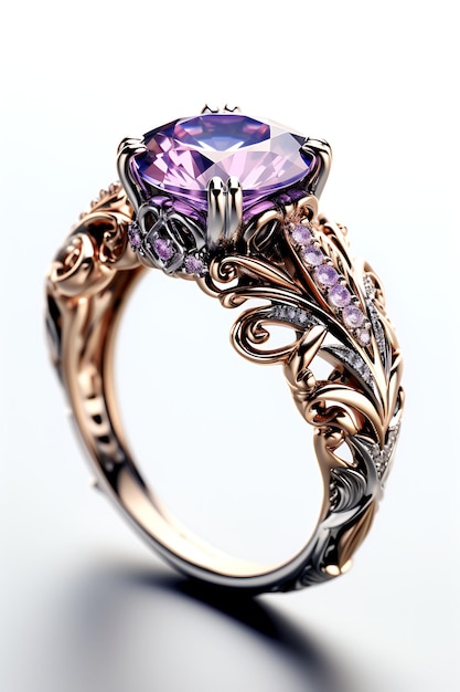 Foto ring design reverie que explora la belleza de los anillos de metal artísticos y conceptuales aislados