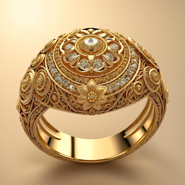 Ring mit Blumengravur Generative KI