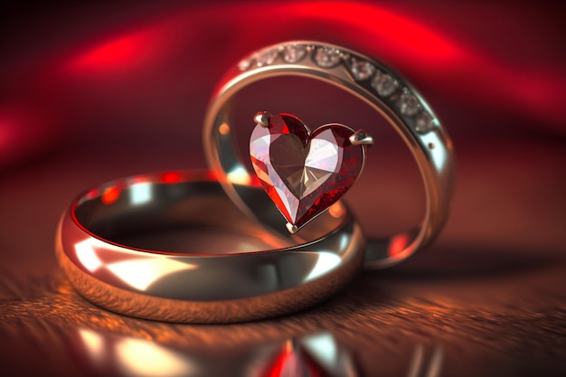 Ring oder Allianz mit rotem Diamantherz Der Valentinstag ist mit dem katholischen Heiligen Sankt Valentin verbunden