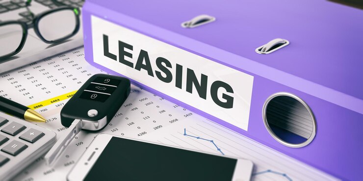 Ringbuch mit Aufschrift Leasing 3D-Darstellung