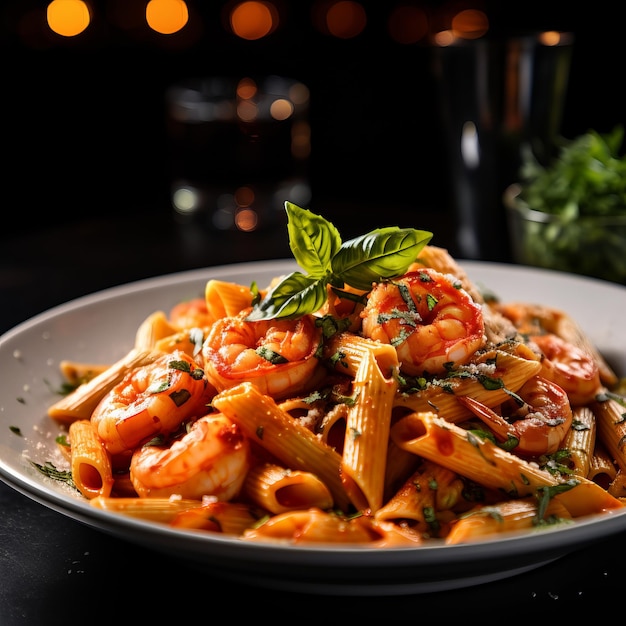 Ringe mit Soße Penne Pasta mit Wodka Tomatensauce