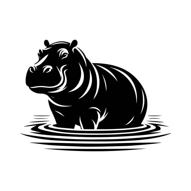un rinoceronte en el agua con un fondo negro