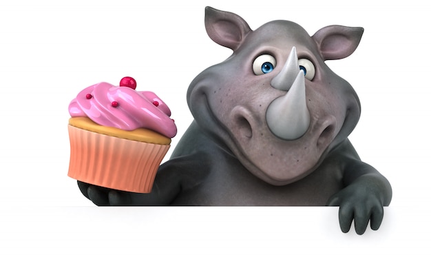 Rinoceronte divertido - ilustração 3D