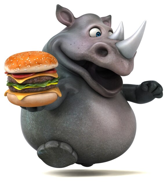 Rinoceronte divertido - ilustração 3D