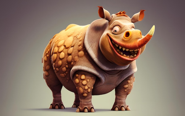 El rinoceronte es un personaje de dibujos animados gracioso.
