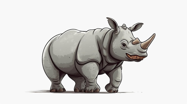 Un rinoceronte con un gran cuerno en la cabeza.