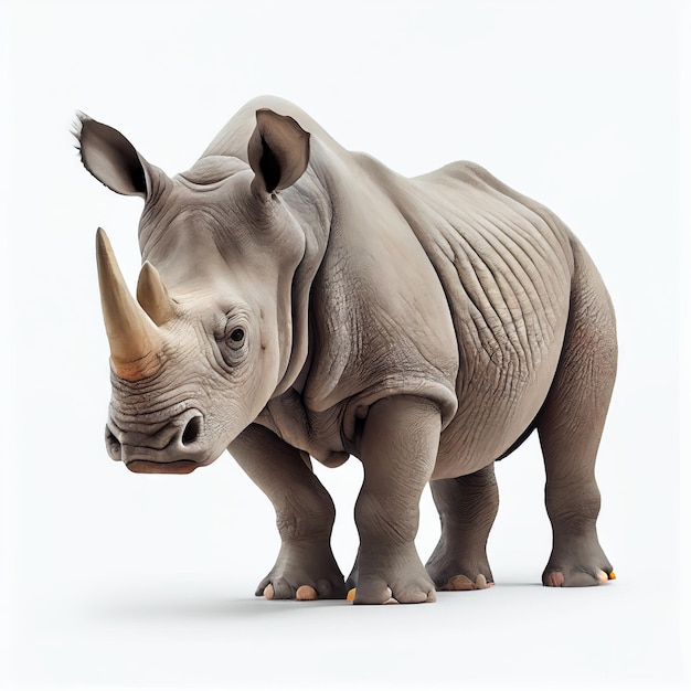 Rinoceronte isolado em um fundo branco Generative AI