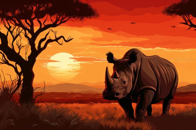 Rinoceronte maciço animal da savana africana Gerar Ai