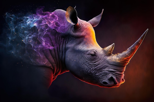 Rinocerontes Cinco grandes animais Vida selvagem africana Arte digital gerada por IA