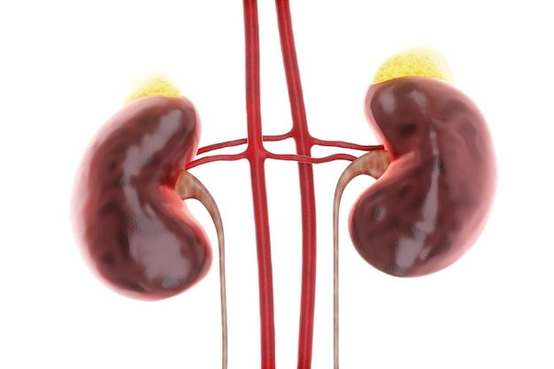 Foto rins humanos isolados em fundo branco anatomia humana órgãos internos medicina transplantologia