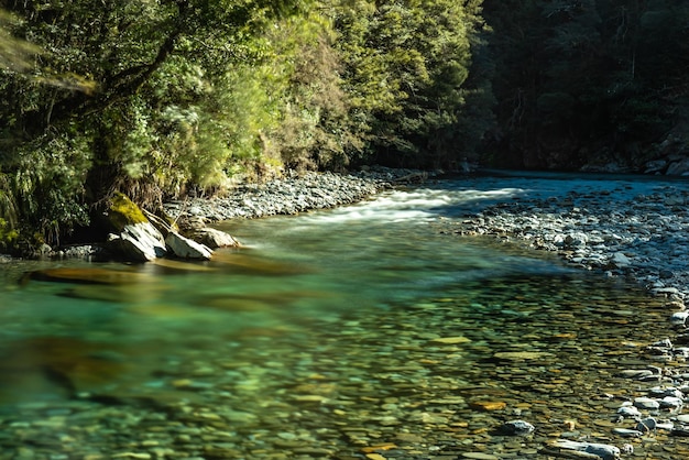 El río aguas abajo de la caída de agua Thundercreek