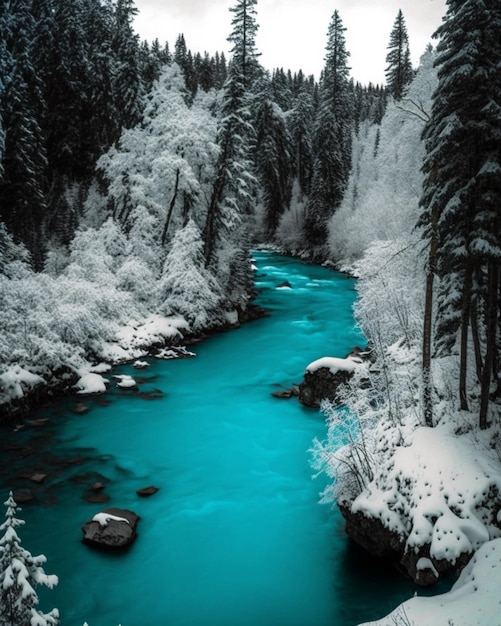 Río azul en el bosque