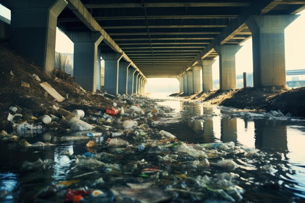 Un río con basura en él y la palabra basura en ella