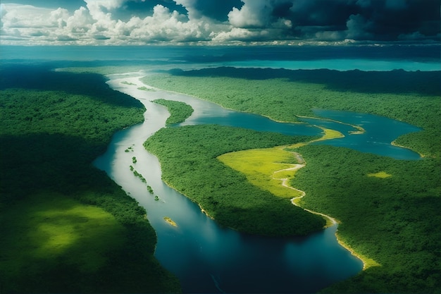 el río en el bosque