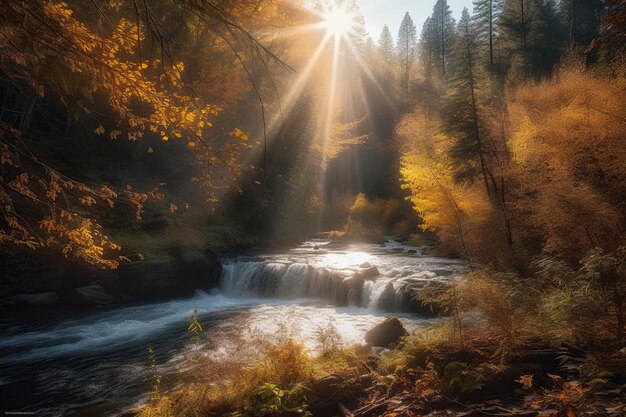 Un río con una cascada al fondo.