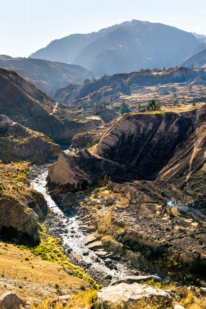 Foto el río colca con su cañón en perú