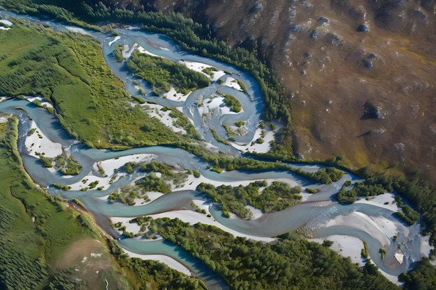 Un río corre a través de un valle en la isla sur de nueva zelanda.