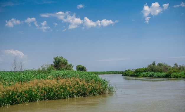 Río Danubio cerca del pueblo de Vilkovo, Ucrania