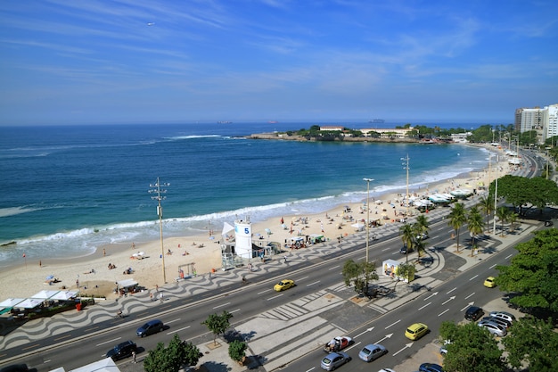 Rio de Janeiro, Brasil, 24 de maio de 2018: Impressionante vista aérea da Praia de Copacabana