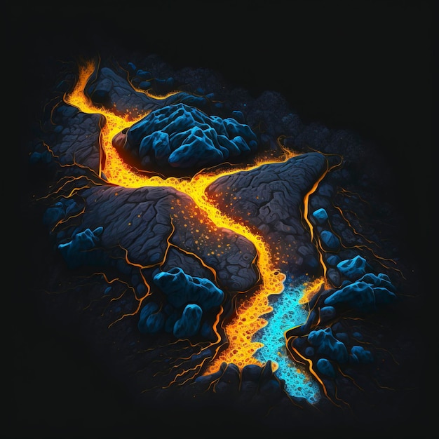 Foto rio de lava, magma