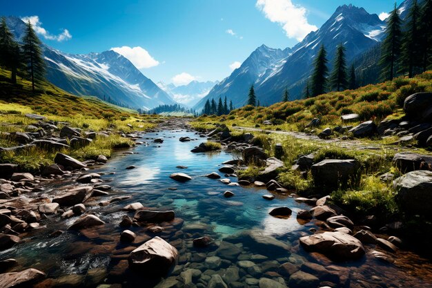 Rio de montanha nas montanhas