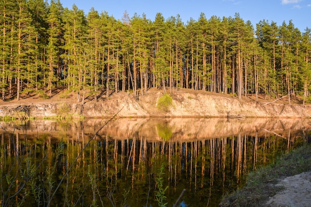 Rio de primavera na região do Parque Nacional Meshersky Ryazan